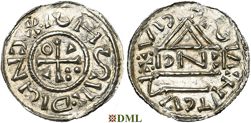 Денарий, Германия, Бавария, Heinrich II (1002-1024), м.д. Regensburg, монетарий EИCI, Hahn 1976, 27d3