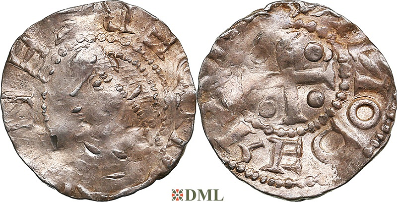Денарий, Германия, Саксония, Heinrich II (1002-1024), м.д. Dortmund, Dbg. 749