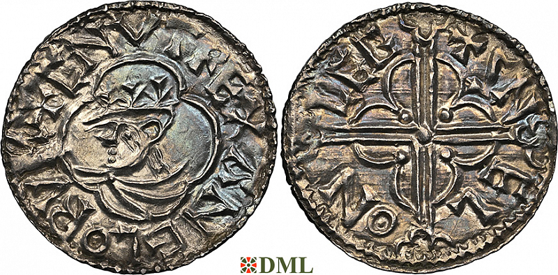 Денарий, Англия, Cnut  (1016-1035), м.д. Leicester, монетарий Snel, North 781