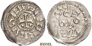 Денарий, Германия, Нижняя Лотарингия, Heinrich II (1014-1024), м.д. Koln, Dbg. 358