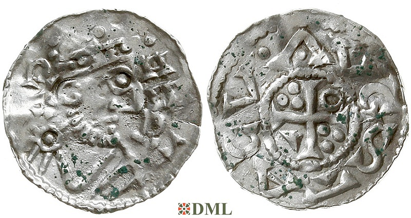 Денарий, Германия, Швабия, Heinrich II (1002-1024), м.д. Augsburg, Hahn 1976, 145.70