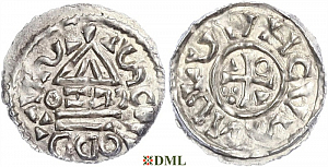 Денарий, Германия, Бавария, Heinrich II (1002-1024), м.д. Salzburg, монетарий CEZO, Hahn 1976, 89a2