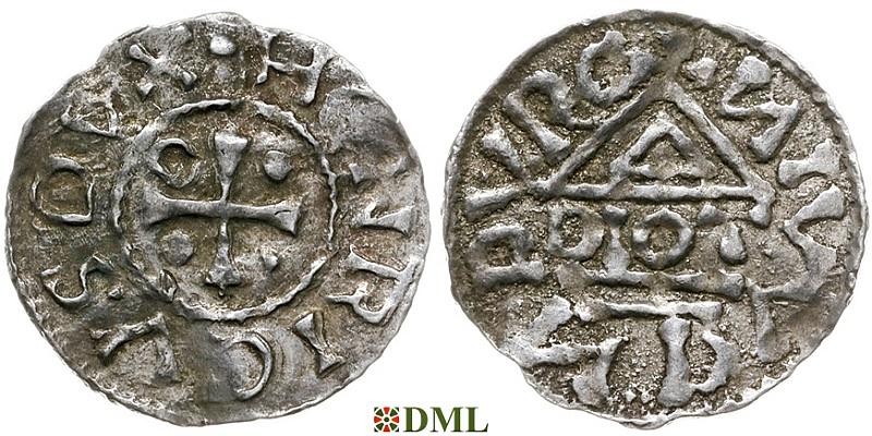 Денарий, Германия, Бавария, Heinrich IV (995-1002), м.д. Neuburg, монетарий DIOT, Hahn 1976, 83a1.1