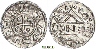 Денарий, Германия, Бавария, Heinrich IV (995-1002), м.д. Regensburg, монетарий ENC, Hahn 1976, 25c4