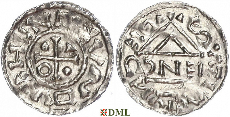 Денарий, Германия, Бавария, Heinrich IV (995-1002), м.д. Regensburg, монетарий ENC, Hahn 1976, 25c4