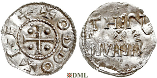 Денарий, Германия, Саксония, Otto III (983-1002), м.д. Dortmund, Dbg. 743