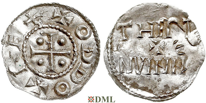 Денарий, Германия, Саксония, Otto III (983-1002), м.д. Dortmund, Dbg. 743
