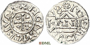 Денарий, Германия, Бавария, Heinrich II (1002-1024), м.д. Regensburg, монетарий ANNO, Hahn 1976, 27a3