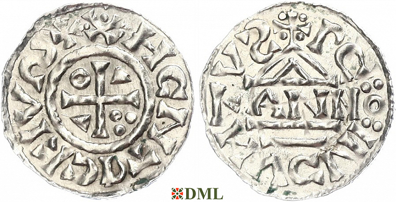 Денарий, Германия, Бавария, Heinrich II (1002-1024), м.д. Regensburg, монетарий ANNO, Hahn 1976, 27a3