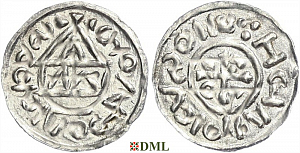 Денарий, Германия, Бавария, Heinrich II (1002-1024), м.д. Salzburg, монетарий WΛ, Hahn 1976, 89b2