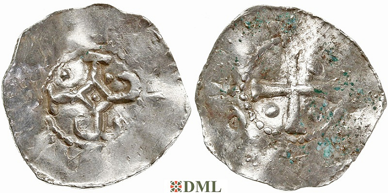 Денарий, Германия, Верхняя Лотарингия, Dietrich I (965–984), м.д. Remiremont, Dbg. 1400