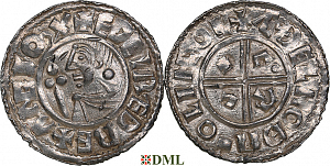 Денарий, Англия, Æthelred II (978-1016), м.д. Lincoln, монетарий Æthelnoth, North 770