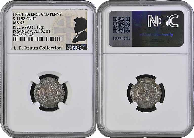 Денарий, Англия, Cnut  (1016-1035), м.д. Romney, монетарий Wulnoth, North 787