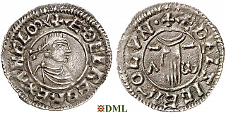 Денарий, Англия, Æthelred II (978-1016), м.д. London, монетарий Ædelsig, North 766