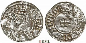 Денарий, Англия, Æthelred II (978-1016), м.д. London, монетарий Leofred, North 777