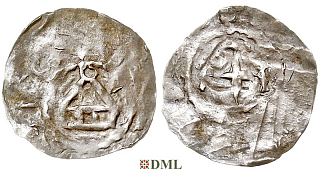 Обол, Германия, Швабия, Otto III (983-1002) или Heinrich II (1002-1024), м.д. Konstanz, Dbg 1838