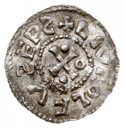 Денарий, Германия, Швабия, Liutolf (989-995), м.д. Augsburg, монетарий WI, Hahn 1976, 138a1