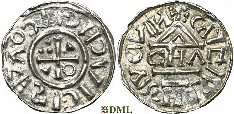 Денарий, Германия, Бавария, Heinrich II (1002-1024), м.д. Nabburg, монетарий CHA, Hahn 1976, 76a1
