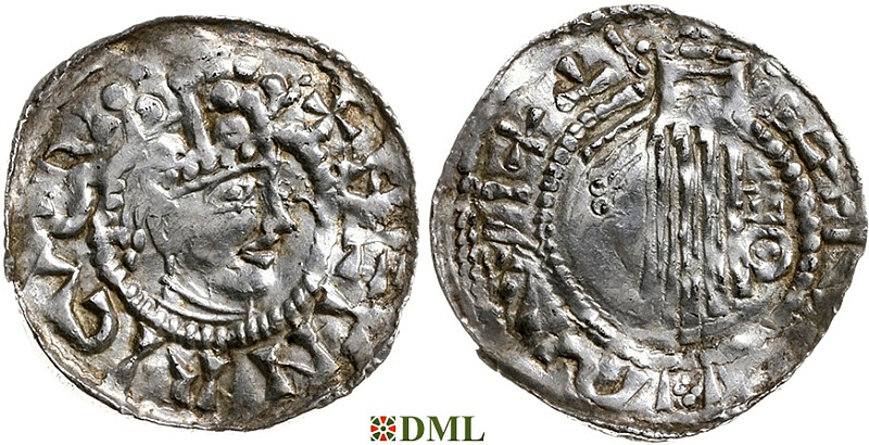 Денарий, Германия, Швабия, Heinrich II (1002-1024), м.д. Esslingen, Dbg. 951