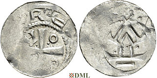 Денарий, Германия, Саксония, Нижняя Саксония , Otto III (983-1002), м.д. Goslar, type OAP