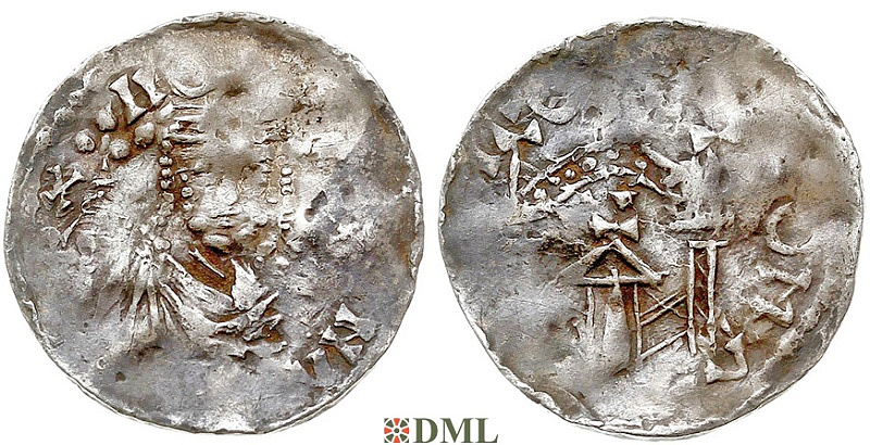 Денарий, Германия, Франкония, Heinrich II (1002-1024), м.д. Mainz, Dbg. 788
