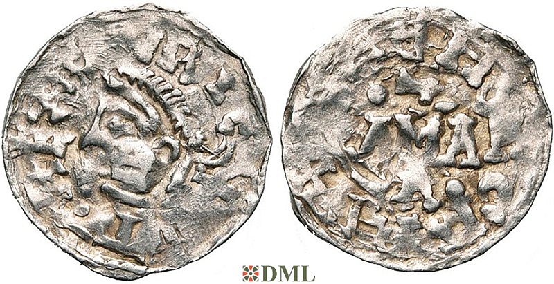 Денарий, Германия, Нижняя Лотарингия, Henrich II (1002-1024), м.д. Aachen, Ilisch 2014, 50.4