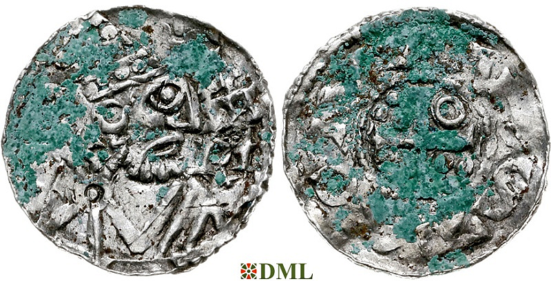 Денарий, Германия, Швабия, Heinrich II (1002-1024), м.д. Augsburg, Hahn 1976, 145.22