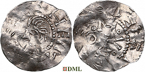 Денарий, Германия, Нижняя Лотарингия, Heinrich II (1002-1024), м.д. Deventer, Ilisch 2000, 1.9