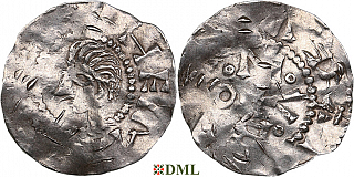 Денарий, Германия, Нижняя Лотарингия, Heinrich II (1002-1024), м.д. Deventer, Ilisch 2000, 1.9