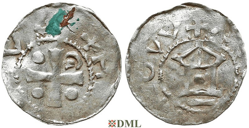 Денарий, Германия, Франкония, Heinrich II (1002-1024), м.д. Worms, Dbg. 845
