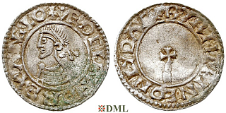 Денарий, Англия, Æthelred II (978-1016), м.д. Lydford, монетарий Byrhtwine, North 777
