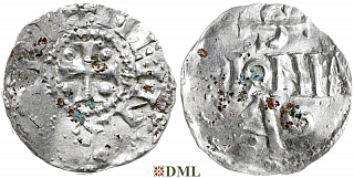 Денарий, Германия, Нижняя Лотарингия, Heinrich II (1002-1024), м.д. Koln, Dbg. 345
