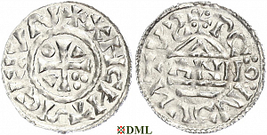 Денарий, Германия, Бавария, Heinrich II (1002-1024), м.д. Regensburg, монетарий ANNO, Hahn 1976, 27a3