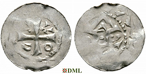 Денарий, Германия, Саксония, Otto III (983-1002), м.д. Goslar, type OAP