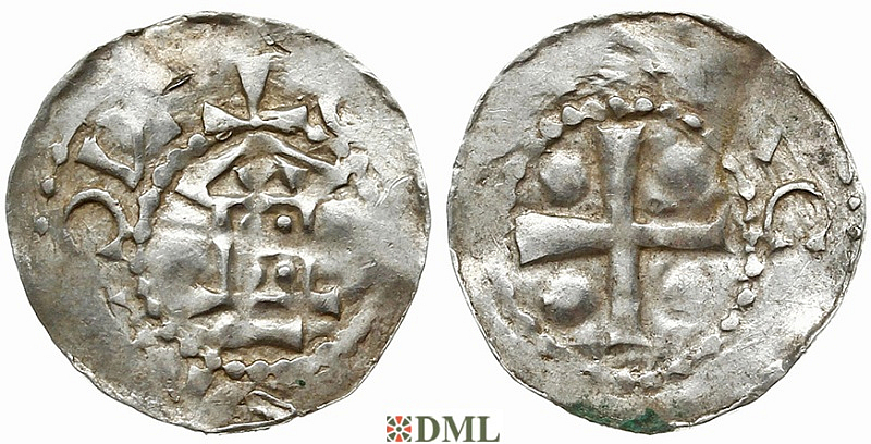 Денарий, Германия, Франкония, Otto III (983-1002), м.д. Speyer, Dbg. 836