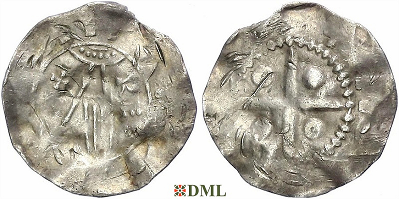Денарий, Германия, Нижняя Лотарингия, Heinrich II (1002-1024), м.д. Deventer, Ilisch 2000, 1.8