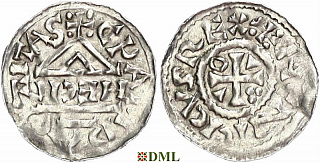 Денарий, Германия, Бавария, Heinrich II (1002-1024), м.д. Cham, монетарий HECIL, Hahn 1976, 80a1
