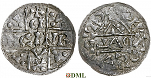 Денарий, Германия, Бавария, Heinrich V (1018-1026), м.д. Regensburg, монетарий ADALD, Hahn 1976, 31a2