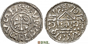Денарий, Германия, Бавария, Heinrich II (1002-1024), м.д. Regensburg, монетарий CICII, Hahn 1976, 27b1.1