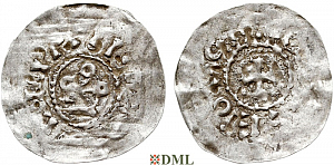 Денарий, Германия, Швабия, B. Adalbero II (999-1025), м.д. Basel, Dbg. 1921