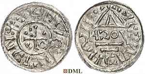 Денарий, Германия, Бавария, Heinrich II (1002-1024), м.д. Regensburg, монетарий HƆOV, Hahn 1976, 27i1