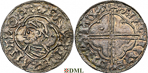 Денарий, Англия, Cnut (1016-1035), м.д. Bruton, монетарий Ælfwine, North 781
