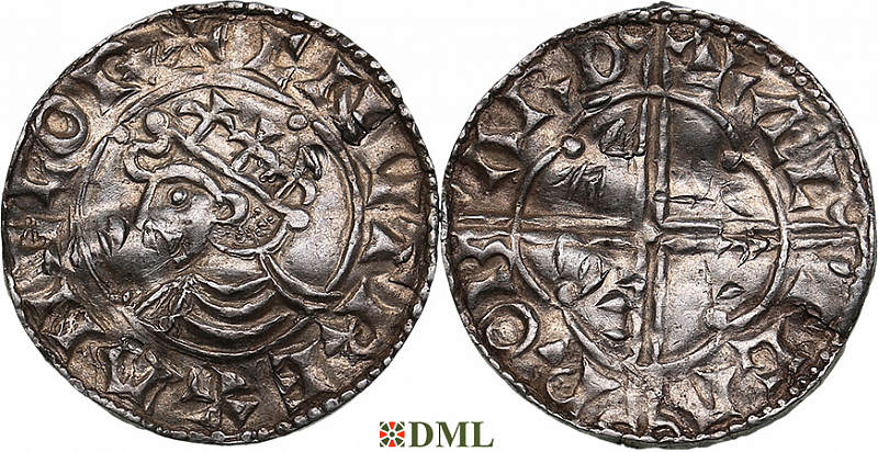 Денарий, Англия, Cnut  (1016-1035), м.д. Barnstaple, монетарий Ælfgar, North 781