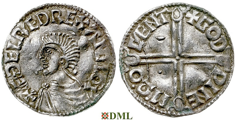 Денарий, Англия, Æthelred II (978-1016), м.д. Canterbury, монетарий Godwine, North 774