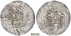 Денарий, Германия, Бавария, Henrich IV (1056-1106), м.д. Regensburg, Hahn 1976, 53