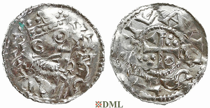 Денарий, Германия, Швабия, Heinrich II (1002-1024), м.д. Augsburg, Hahn 1976, 145.24