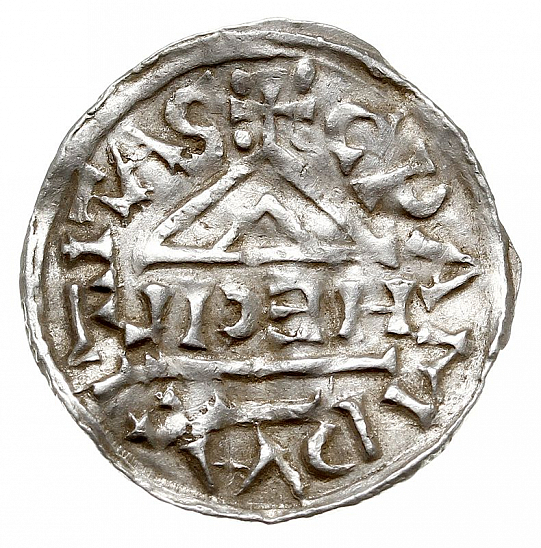 Денарий, Германия, Бавария, Heinrich II (1002-1024), м.д. Cham, монетарий HECIL, Hahn 1976, 80a1.2