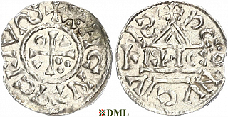 Денарий, Германия, Бавария, Heinrich II (1002-1024), м.д. Regensburg, монетарий EИCO, Hahn 1976, 27d9