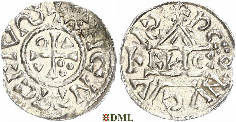 Денарий, Германия, Бавария, Heinrich II (1002-1024), м.д. Regensburg, монетарий EИCO, Hahn 1976, 27d9