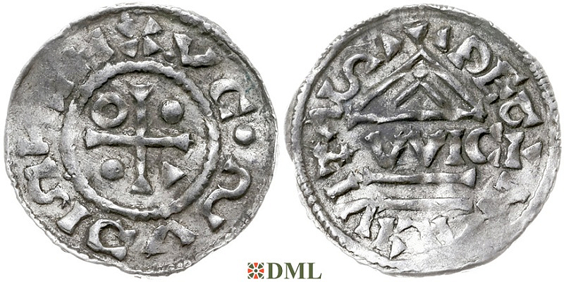 Денарий, Германия, Бавария, Heinrich IV (995-1002), м.д. Regensburg, монетарий WIC, Hahn 1976, 25e3.2